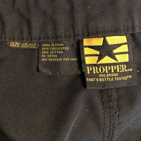 Propper Mens Tactical Cargo Pants 38/32 Black Ripstop Elastic Waist Combat - Picture 4 of 9